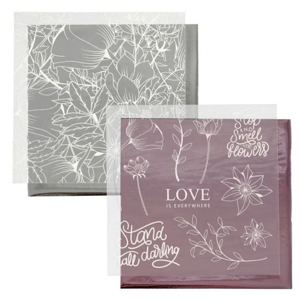 Dekorationsfolie og design limark, 15x15 cm, 4 ark